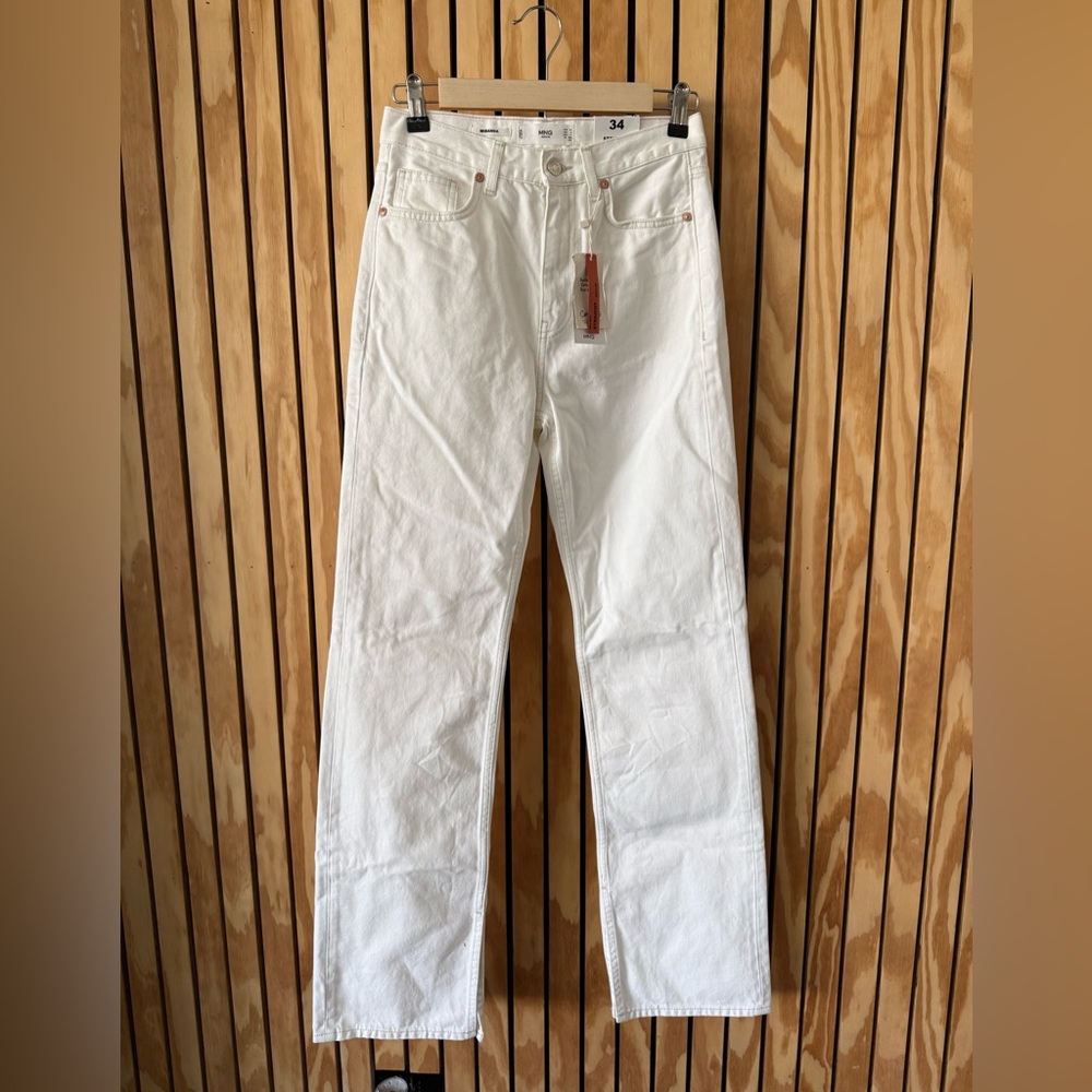 MANGO Miranda High Rise Straight Leg Ankle Slit - NEW w/ Tags - Size 2 - Picture 2 of 8